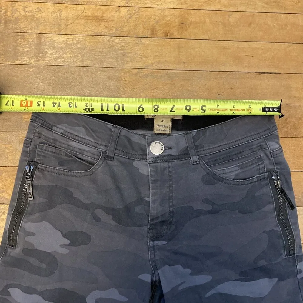 Democracy Ab Solution Pants Women’s Size 8 Camo Zip Pockets Skinny Mid Rise